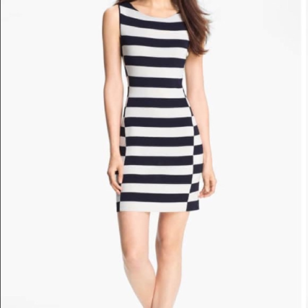Theory Lasina Striped Navy White NWT Dress Size M